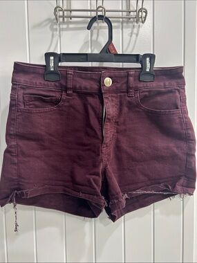 American Eagle Burgundy Denim Cutoff Shorts